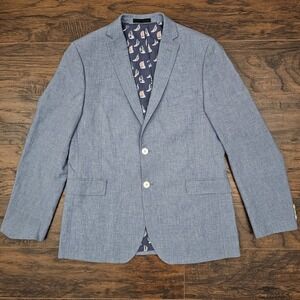 Ralph Lauren LRL Black Label Men's 20R Blue Linen Sport‎ Coat Jacket Sailboats